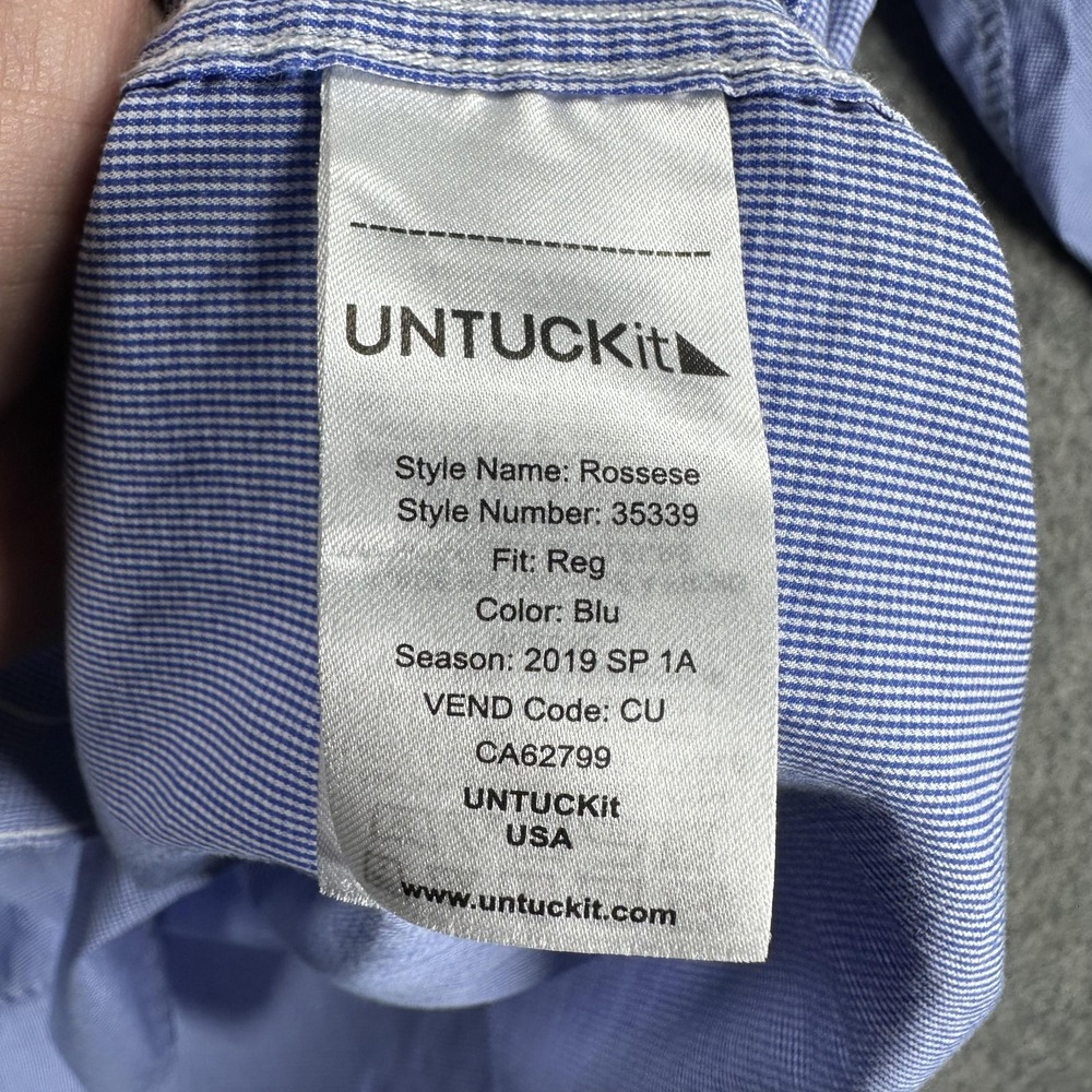 UNTUCKit Rossese Shirt Mens 2XL Blue Check Regular Fit Button Down Long Sleeve - Picture 10 of 15